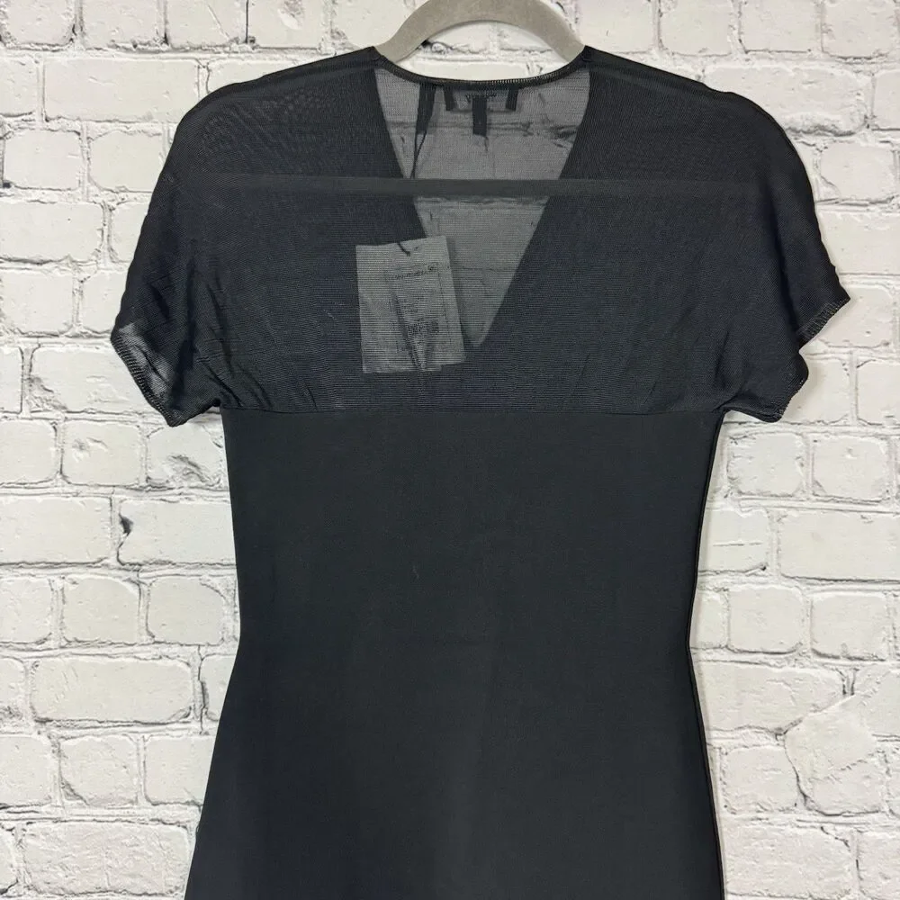 NWT Theory Kimono Illusion Fitted Dress in Black Glossed Women Size Small S LBD - Picture 14 of 16